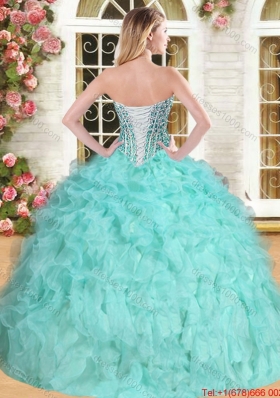 Modest Visible Boning Quinceanera Dress with Beading and Ruffles for Spring