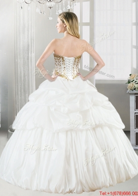 New Arrivals Beaded and Bubble White Quinceanera Dress in Taffeta