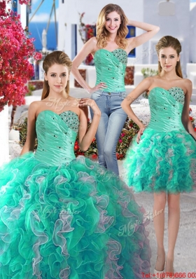 New Big Puffy Detachable Quinceanera Dresses with Beading and Ruffles