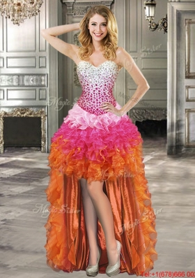 Romantic Beaded and Ruffled Detachable Quinceanera Dresses in Ombre Color