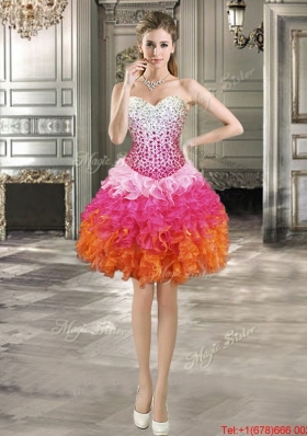 Romantic Beaded and Ruffled Detachable Quinceanera Dresses in Ombre Color