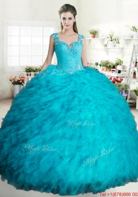 Best Beaded and Ruffled Tulle Quinceanera Gown with Zipper Up