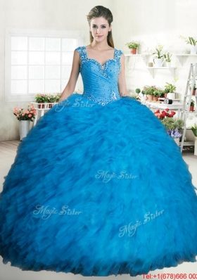 Best Beaded and Ruffled Tulle Quinceanera Gown with Zipper Up