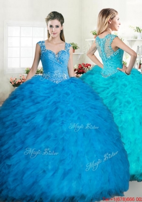 Best Beaded and Ruffled Tulle Quinceanera Gown with Zipper Up