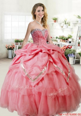 Lovely Beaded Bodice and Bubble Quinceanera Gown in Organza and Taffeta