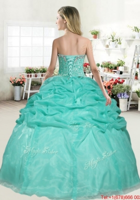 New Style Organza Beaded Bodice and Bubble Quinceanera Dress in Baby Blue