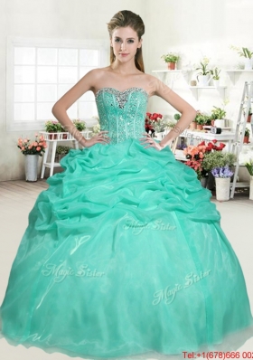 New Style Organza Beaded Bodice and Bubble Quinceanera Dress in Baby Blue