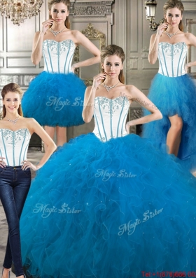Best Selling Really Puffy Beaded and Ruffled Detachable Quinceanera Gowns