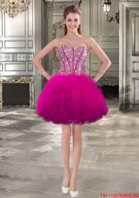 Fashionable Visible Boning Detachable Quinceanera Dresses in Fuchsia