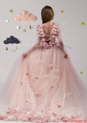 Luxurious Scoop Long Sleeves Applique and Ruffled Mini Quinceanera Dress in Tulle