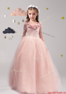 Luxurious Scoop Long Sleeves Applique and Ruffled Mini Quinceanera Dress in Tulle