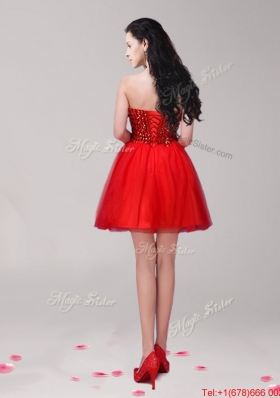 Beautiful Beaded Tulle A Line Prom Dress in Red