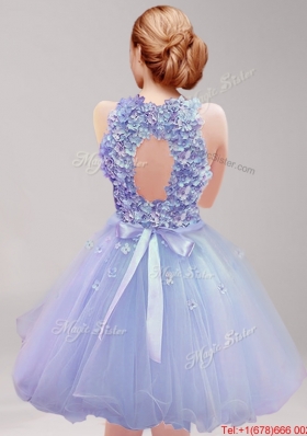 Best Halter Top Ruffled and Hand Made Flowers Prom Dress in Mini Length