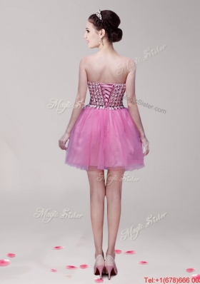 Discount Beaded Bodice Mini Length Prom Dress in Tulle