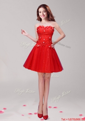 Exclusive Red Short Prom Dress with Appliques and Beading