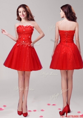Exclusive Red Short Prom Dress with Appliques and Beading