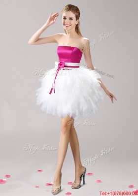 Popular Strapless Ruffled and Bowknot Prom Dress in Mini Length