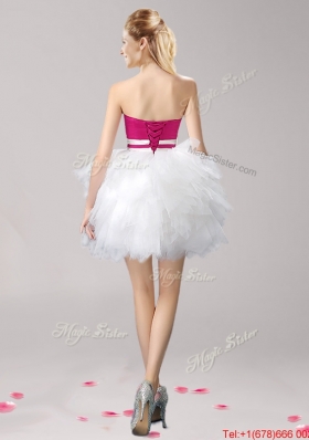 Popular Strapless Ruffled and Bowknot Prom Dress in Mini Length