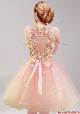 Wonderful Halter Top Short Prom Dress with Hand Made Flowers and Ruffles