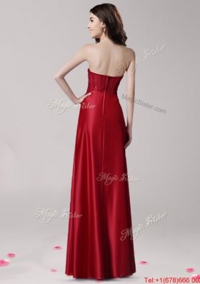 Affordable Beaded and Bowknot Empire Evening Dress in Wine Red