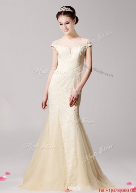 Luxurious Scoop Champagne Mermaid Evening Dress with Beading