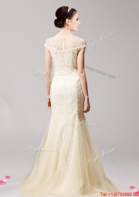 Luxurious Scoop Champagne Mermaid Evening Dress with Beading