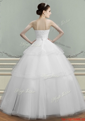 Best Selling Puffy Skirt Beaded Wedding Dress with Ruching