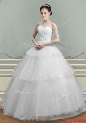 Best Selling Puffy Skirt Beaded Wedding Dress with Ruching