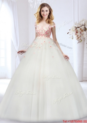 Fashionable A Line Wedding Dress with Detachable Straps for Spring