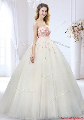 Fashionable A Line Wedding Dress with Detachable Straps for Spring