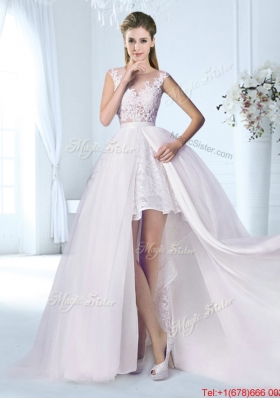 Lovely Detachable Skirt Wedding Dress with Appliques and Lace