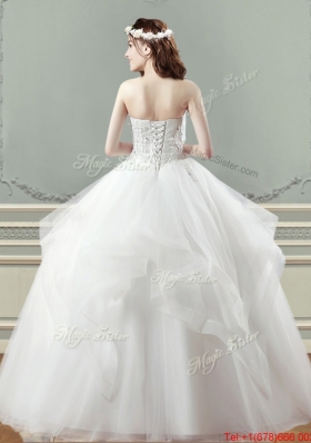 New Big Puffy Applique and Beaded Wedding Dress with Strapless