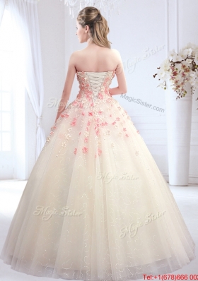 Simple Applique Decorated Skirt Wedding Dress with Sweetheart