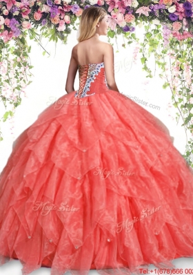 2017 Best Really Puffy Beaded and Ruffled Quinceanera Dress in Organza