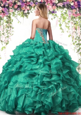 Best Organza Beaded and Ruffled Quinceanera Dress in Royal Blue