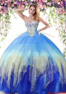 Modest Really Puffy Beaded Quinceanera Dress in Multi Color