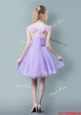 2017 Elegant Off the Shoulder Short Dama Dress in Lavender