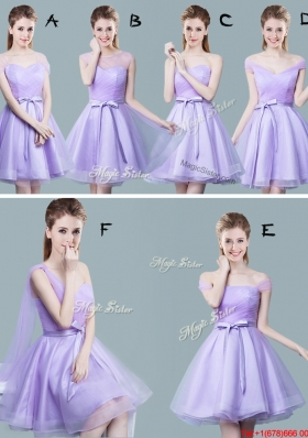 2017 Inexpensive Tulle Empire Sweetheart Bowknot Dama Dress in Lavender