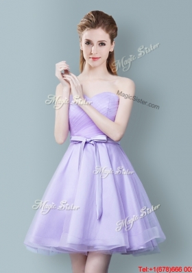 2017 Inexpensive Tulle Empire Sweetheart Bowknot Dama Dress in Lavender