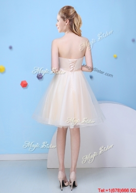 2017 Pretty Mini Length A Line Strapless Dama Dress with Bowknot