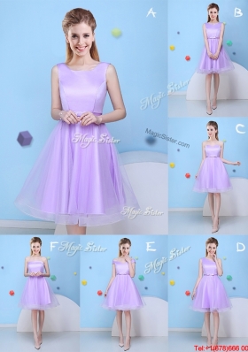 Best Selling Bowknot Scoop Lavender Dama Dress with Lace Up