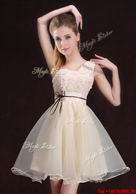 Exquisite Organza Belted and Applique Dama Dress with One Shoulder
