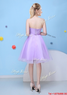 Inexpensive Bowknot Lavender Short Dama Dress with Sweetheart