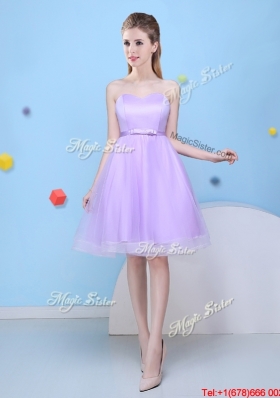 Inexpensive Bowknot Lavender Short Dama Dress with Sweetheart