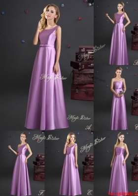 2017 Elegant Strapless Lilac Long Dama Dress with Bowknot