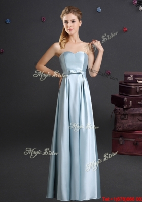 Modest Floor Length Sweetheart Bowknot Dama Dress in Light Blue