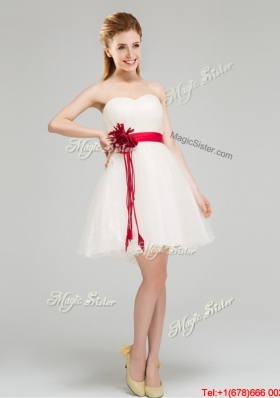 New Arrivals White Short Prom Dress with Handmade Flower