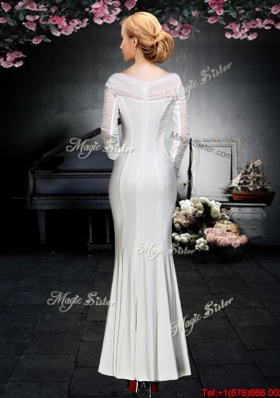 Pretty Ankle Length Off the Shoulder Prom Dress with Long Sleeves