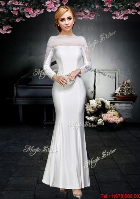 Pretty Ankle Length Off the Shoulder Prom Dress with Long Sleeves