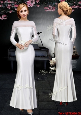 Pretty Ankle Length Off the Shoulder Prom Dress with Long Sleeves